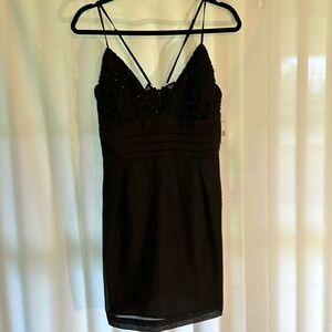 Ladies size 12 Free People black beaded crocheted cocktail dress low low price
